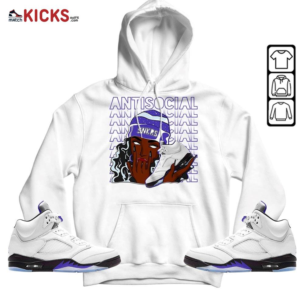 Antisocial Girl Sneaker Shirt Match Retro Concord 5s, Jordan 5 Retro Concord MKO Hoodie Antisocial Girl Sneaker Shirt Match Retro Concord 5s, Jordan 5 Retro Concord MKO Hoodie