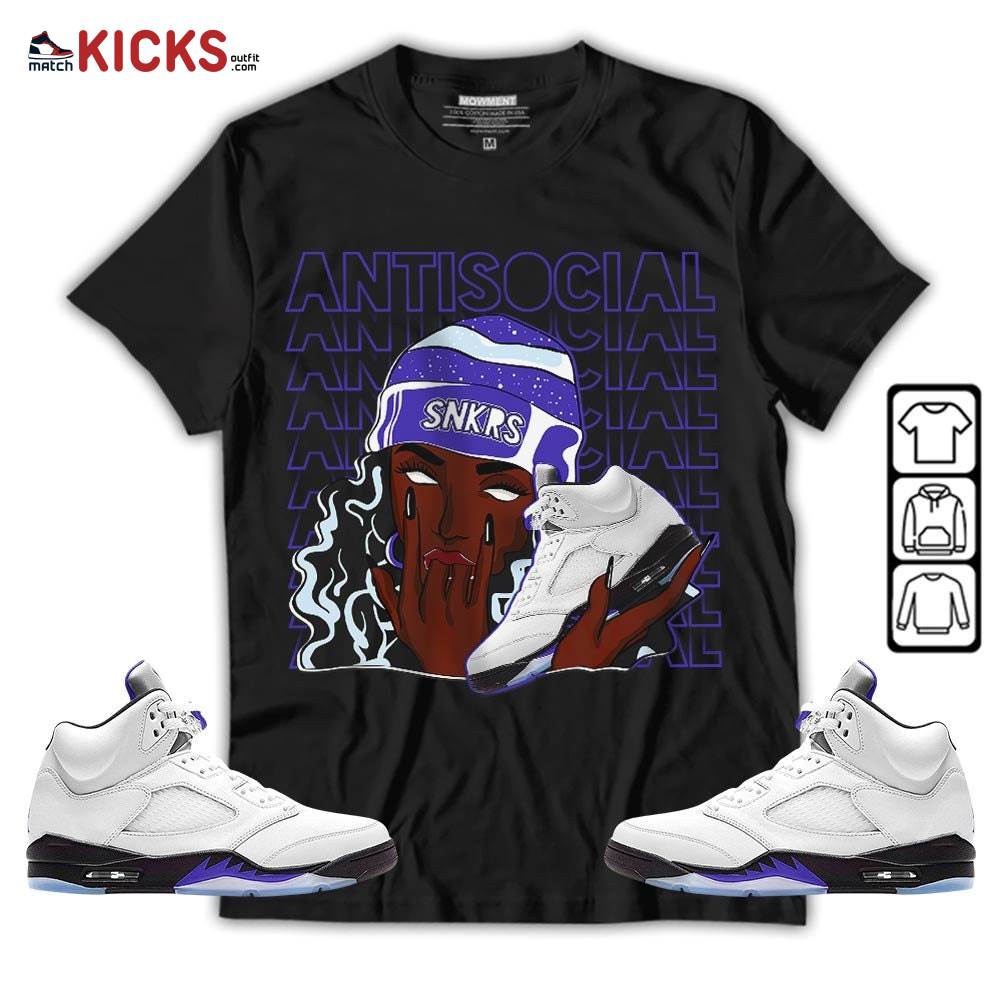 Antisocial Girl Sneaker Shirt Match Retro Concord 5s, Jordan 5 Retro Concord MKO T-Shirt
