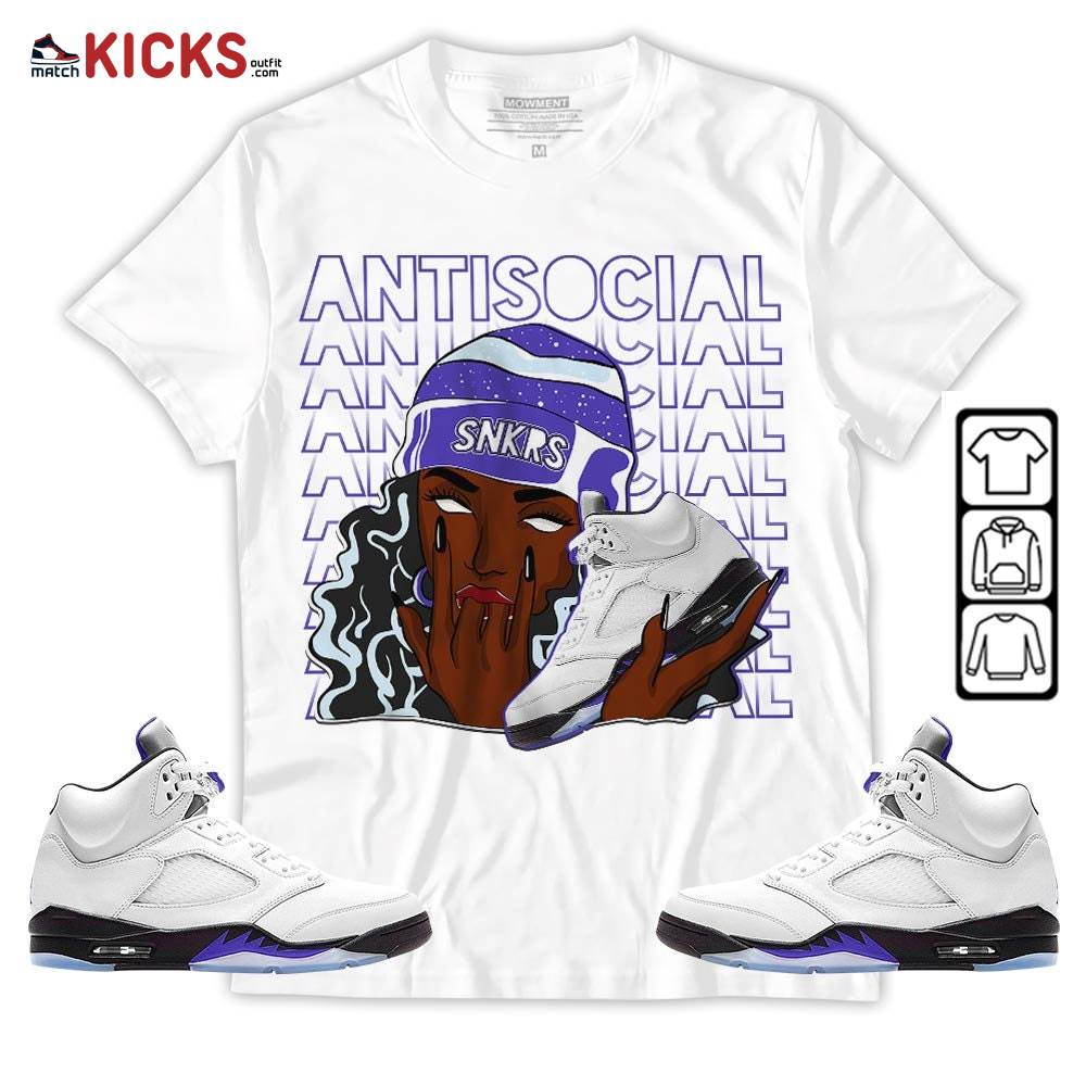 Antisocial Girl Sneaker Shirt Match Retro Concord 5s, Jordan 5 Retro Concord MKO T-Shirt Antisocial Girl Sneaker Shirt Match Retro Concord 5s, Jordan 5 Retro Concord MKO T-Shirt