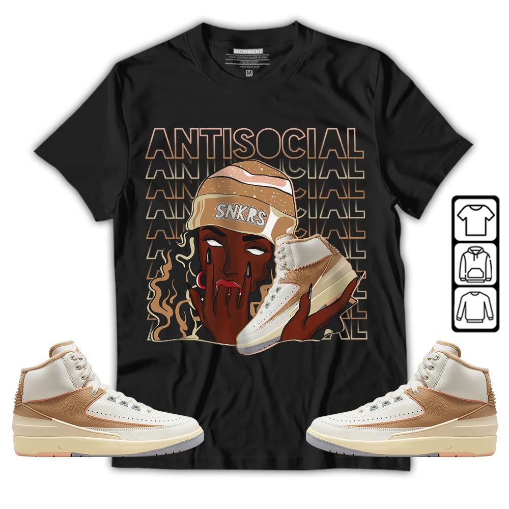 Antisocial Girl Sneaker Shirt Match Retro Craft 2s, Jordan 2 Craft MKO T-Shirt