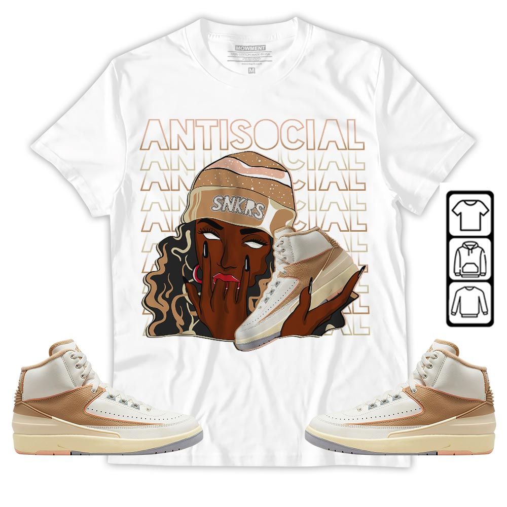 Antisocial Girl Sneaker Shirt Match Retro Craft 2s, Jordan 2 Craft MKO T-Shirt