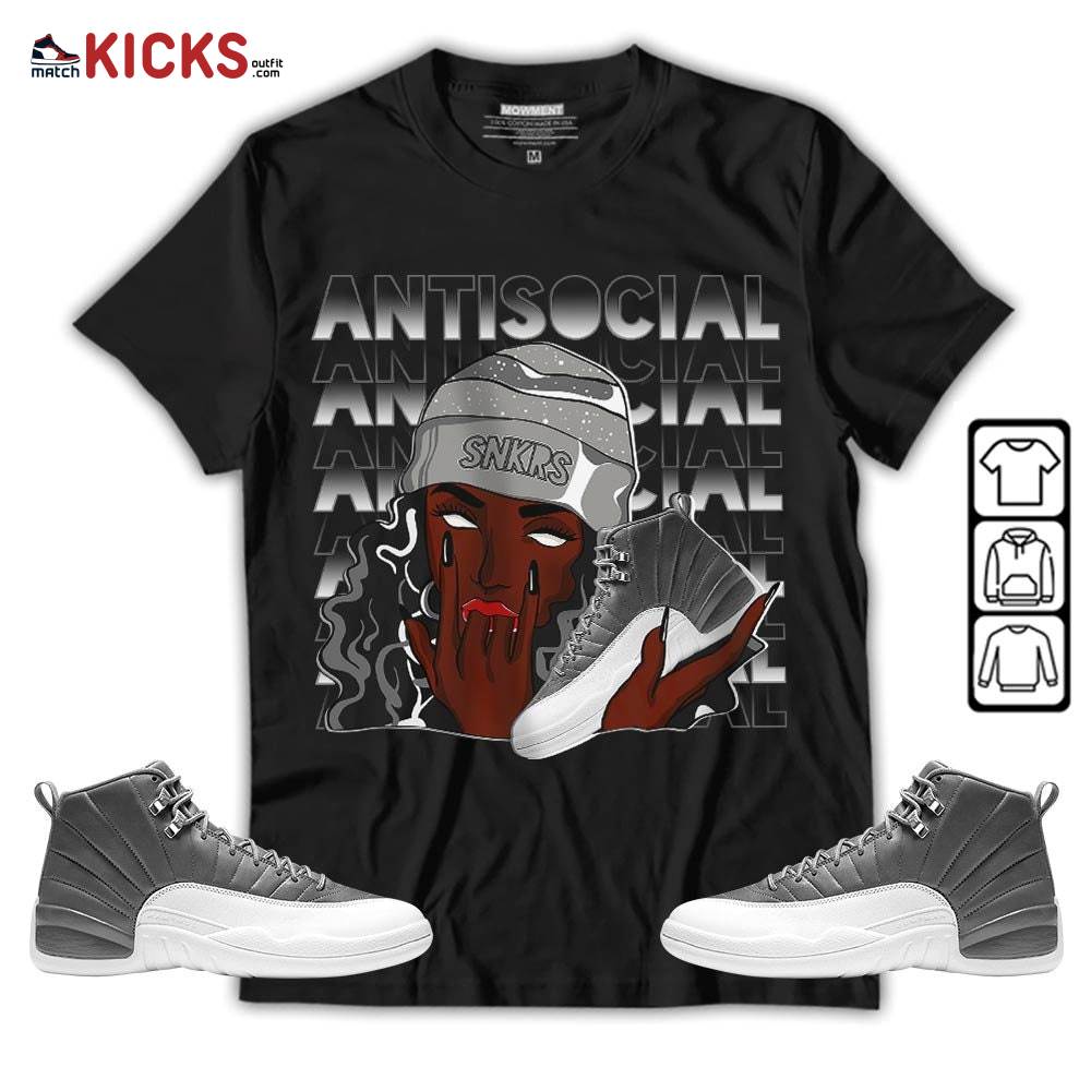 Antisocial Girl Sneaker Shirt Match Retro Stealth 12s, Jordan 12 Retro Stealth MKO T-Shirt