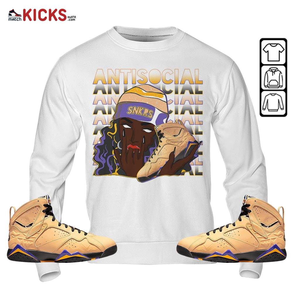 Antisocial Girl Sneaker Shirt Match Vachetta Tan 7s, Jordan 7 SE Afrobeats MKO T-Shirt Antisocial Girl Sneaker Shirt Match Vachetta Tan 7s, Jordan 7 SE Afrobeats MKO T-Shirt