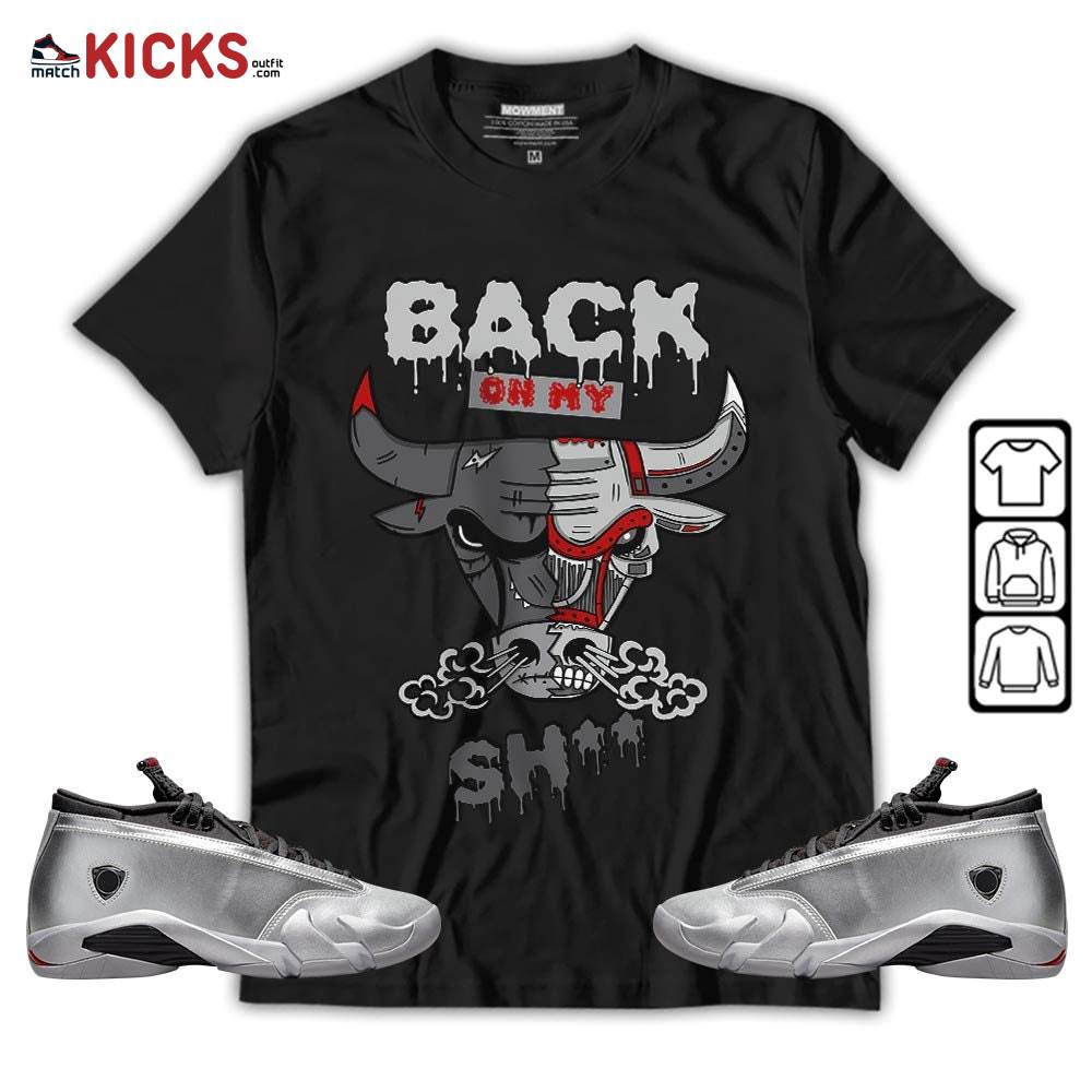 Back Bull Sneaker Shirt Match 14 Low Metallic Silver, Jordan 14 Metallic Silver MKO Hoodie Back Bull Sneaker Shirt Match 14 Low Metallic Silver, Jordan 14 Metallic Silver MKO Hoodie