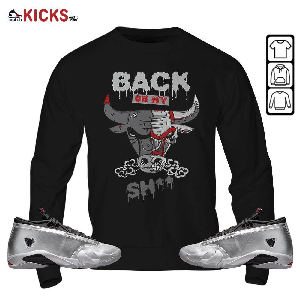 Back Bull Sneaker Shirt Match 14 Low Metallic Silver, Jordan 14 Metallic Silver MKO Hoodie Back Bull Sneaker Shirt Match 14 Low Metallic Silver, Jordan 14 Metallic Silver MKO Hoodie