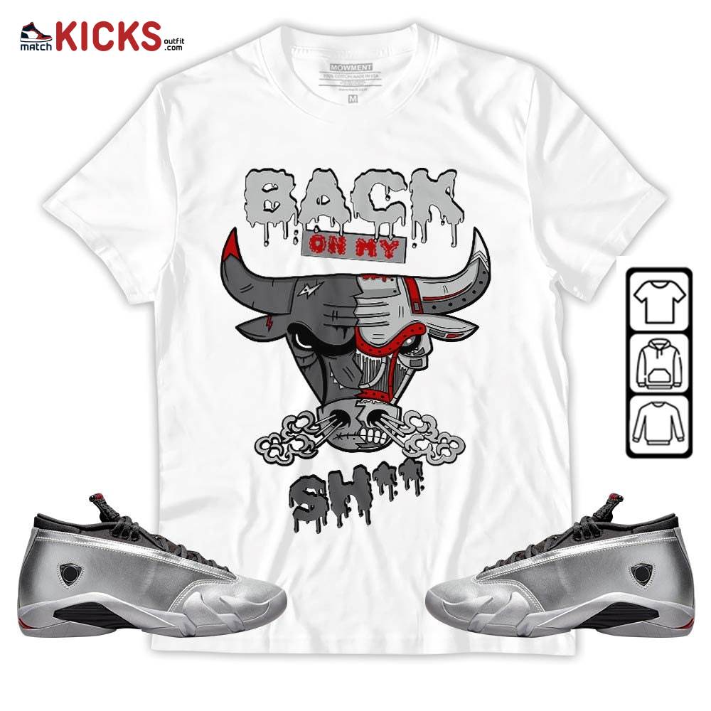 Back Bull Sneaker Shirt Match 14 Low Metallic Silver, Jordan 14 Metallic Silver MKO T-Shirt