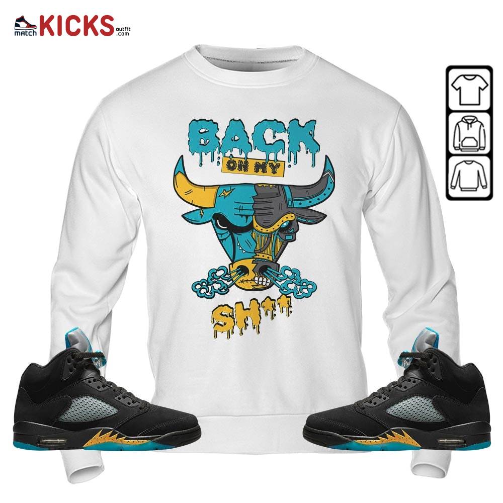 Back Bull Sneaker Shirt Match 2023 Retro Aqua 5s, Jordan 5 Aqua MKO T-Shirt Back Bull Sneaker Shirt Match 2023 Retro Aqua 5s, Jordan 5 Aqua MKO T-Shirt