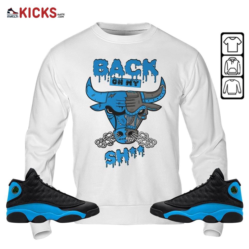 Back Bull Sneaker Shirt Match Black University Blue 13s, Jordan 13 Black University Blue 2022 MKO Hoodie Back Bull Sneaker Shirt Match Black University Blue 13s, Jordan 13 Black University Blue 2022 MKO Hoodie