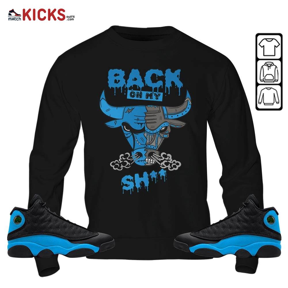 Back Bull Sneaker Shirt Match Black University Blue 13s, Jordan 13 Black University Blue 2022 MKO Hoodie Back Bull Sneaker Shirt Match Black University Blue 13s, Jordan 13 Black University Blue 2022 MKO Hoodie
