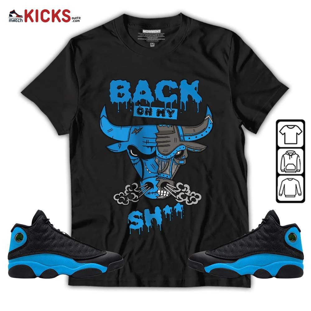 Back Bull Sneaker Shirt Match Black University Blue 13s, Jordan 13 Black University Blue 2022 MKO Hoodie Back Bull Sneaker Shirt Match Black University Blue 13s, Jordan 13 Black University Blue 2022 MKO Hoodie
