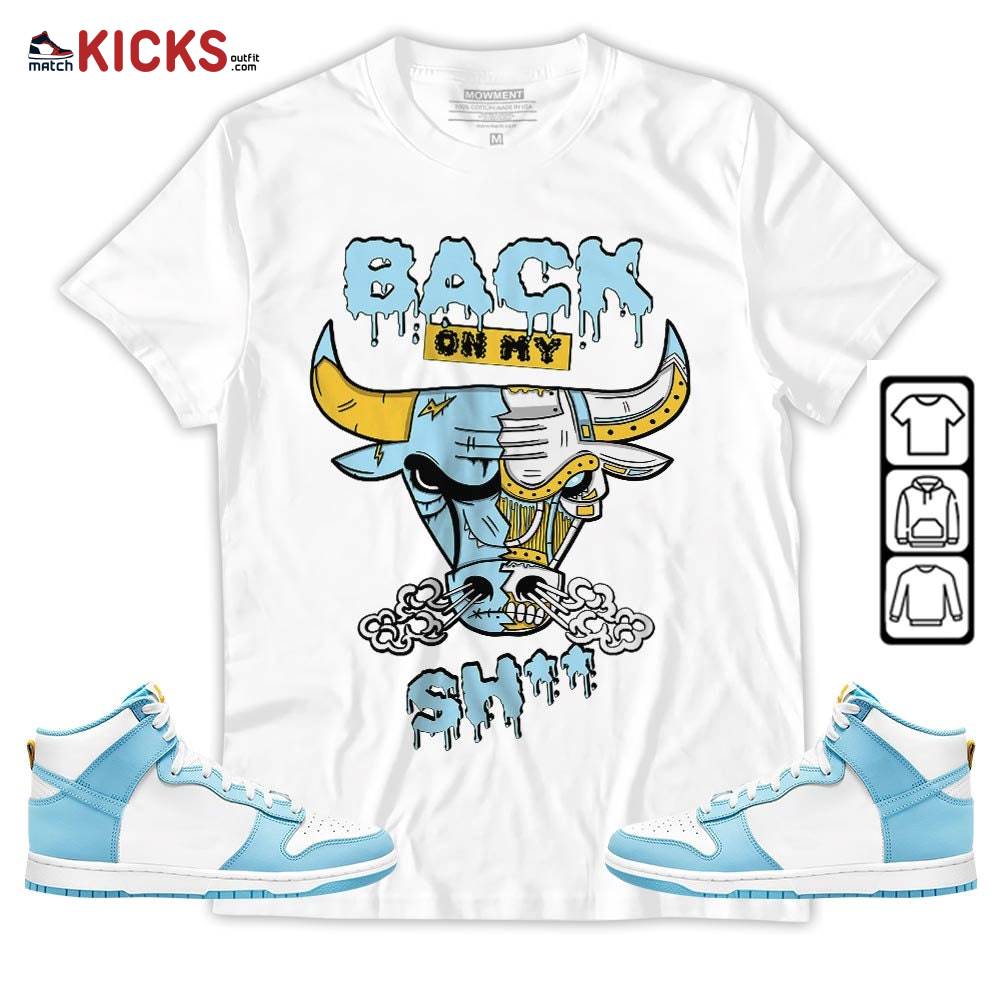 Back Bull Sneaker Shirt Match Dunk High Blue Chill, Dunk High Homer Simpson MKO Hoodie