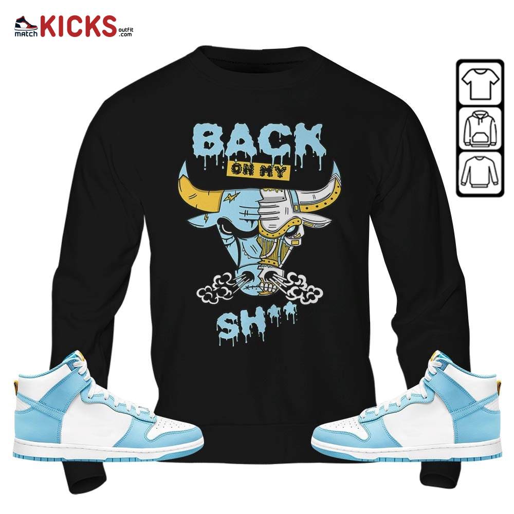 Back Bull Sneaker Shirt Match Dunk High Blue Chill, Dunk High Homer Simpson MKO T-Shirt Back Bull Sneaker Shirt Match Dunk High Blue Chill, Dunk High Homer Simpson MKO T-Shirt