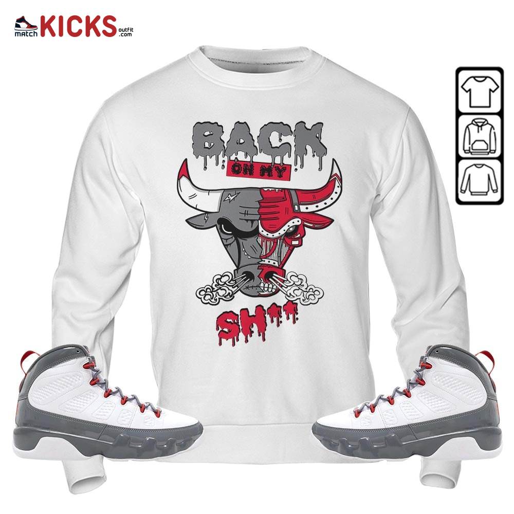 Back Bull Sneaker Shirt Match Fire Red 9s, Jordan 9 Retro Fire Red MKO T-Shirt Back Bull Sneaker Shirt Match Fire Red 9s, Jordan 9 Retro Fire Red MKO T-Shirt