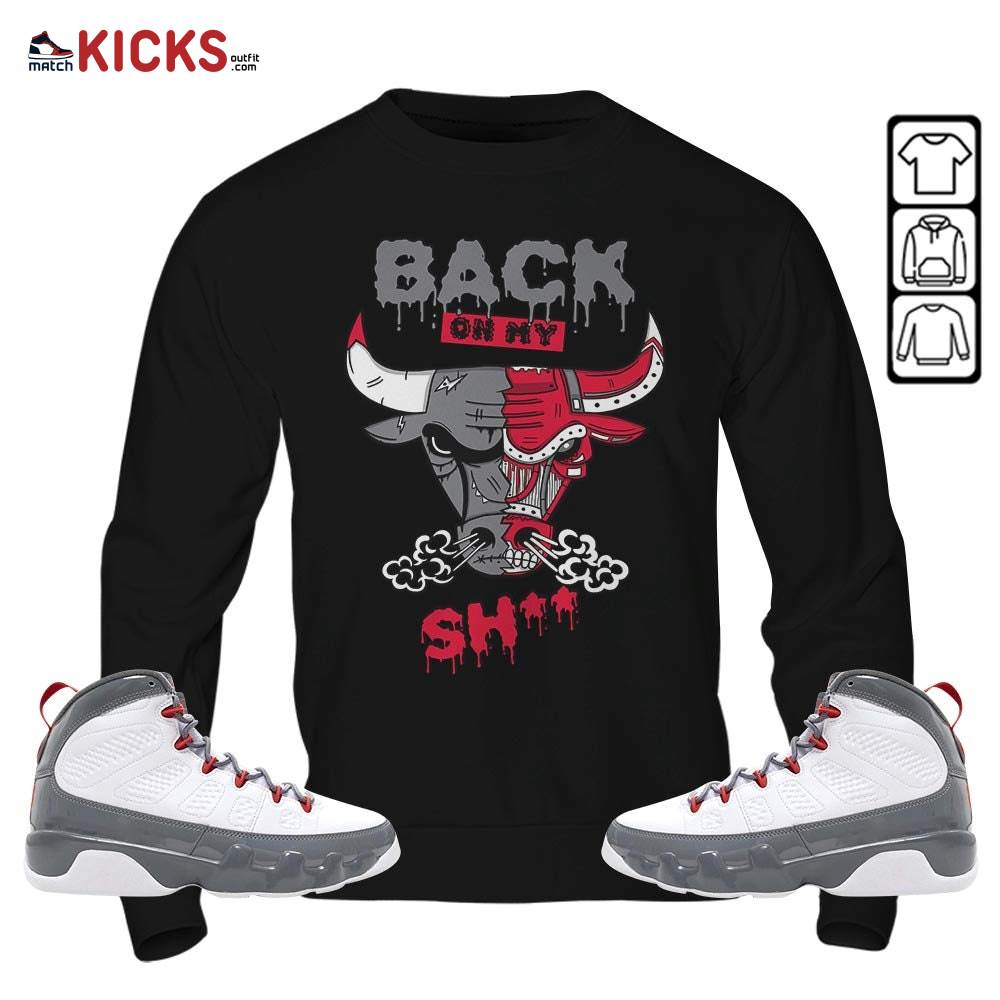 Back Bull Sneaker Shirt Match Fire Red 9s, Jordan 9 Retro Fire Red MKO T-Shirt Back Bull Sneaker Shirt Match Fire Red 9s, Jordan 9 Retro Fire Red MKO T-Shirt