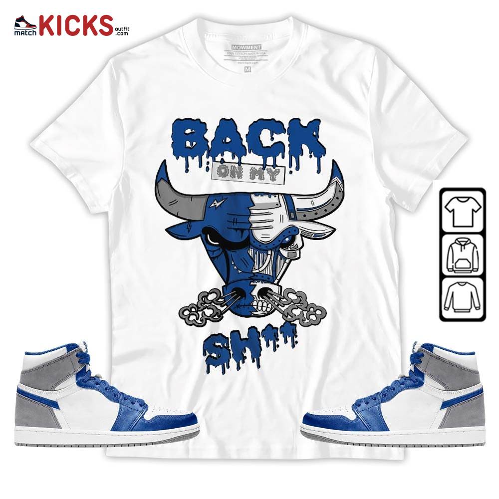 Back Bull Sneaker Shirt Match True Blue 1s, Jordan 1 High OG True Blue MKO Hoodie