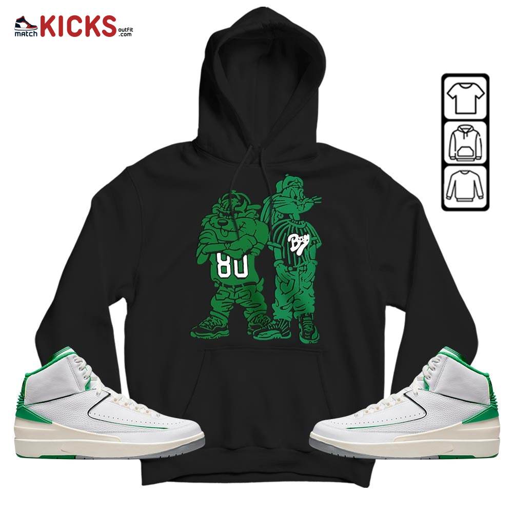 Bad Boy Hiphop 90s Sneaker Shirt Match Lucky Green 2s, Jordan 2 Lucky Green MKO Hoodie