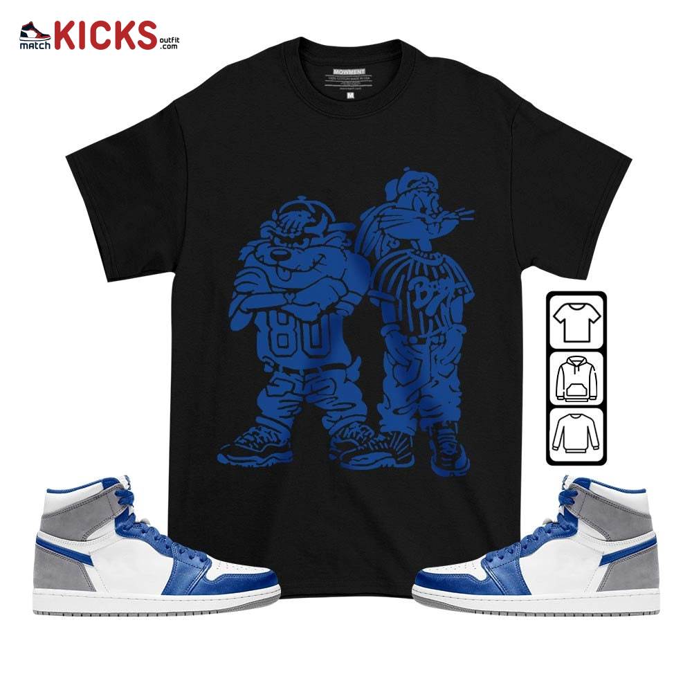 Bad Boy Hiphop 90s Sneaker Shirt Match True Blue 1s, Jordan 1 High OG True Blue MKO T-Shirt