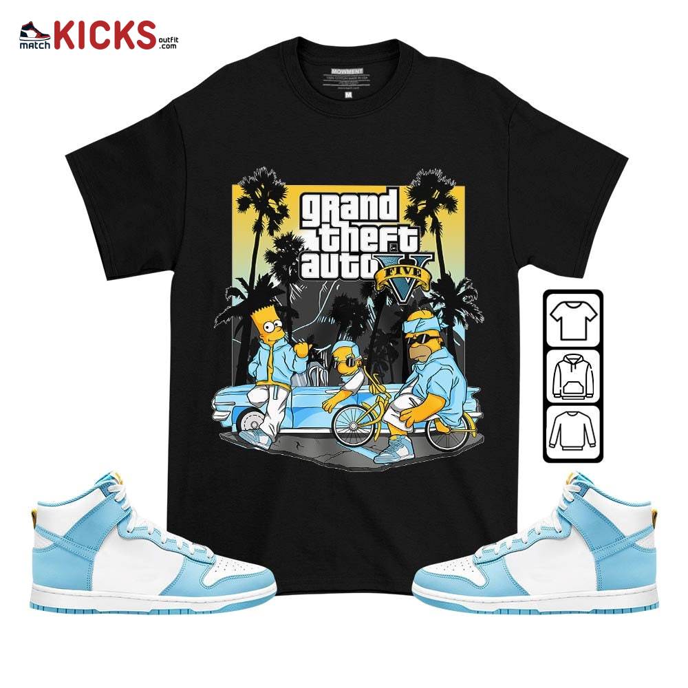 Bart Chicano Sneaker Shirt Match Dunk High Blue Chill, Dunk High Homer Simpson MKO T-Shirt