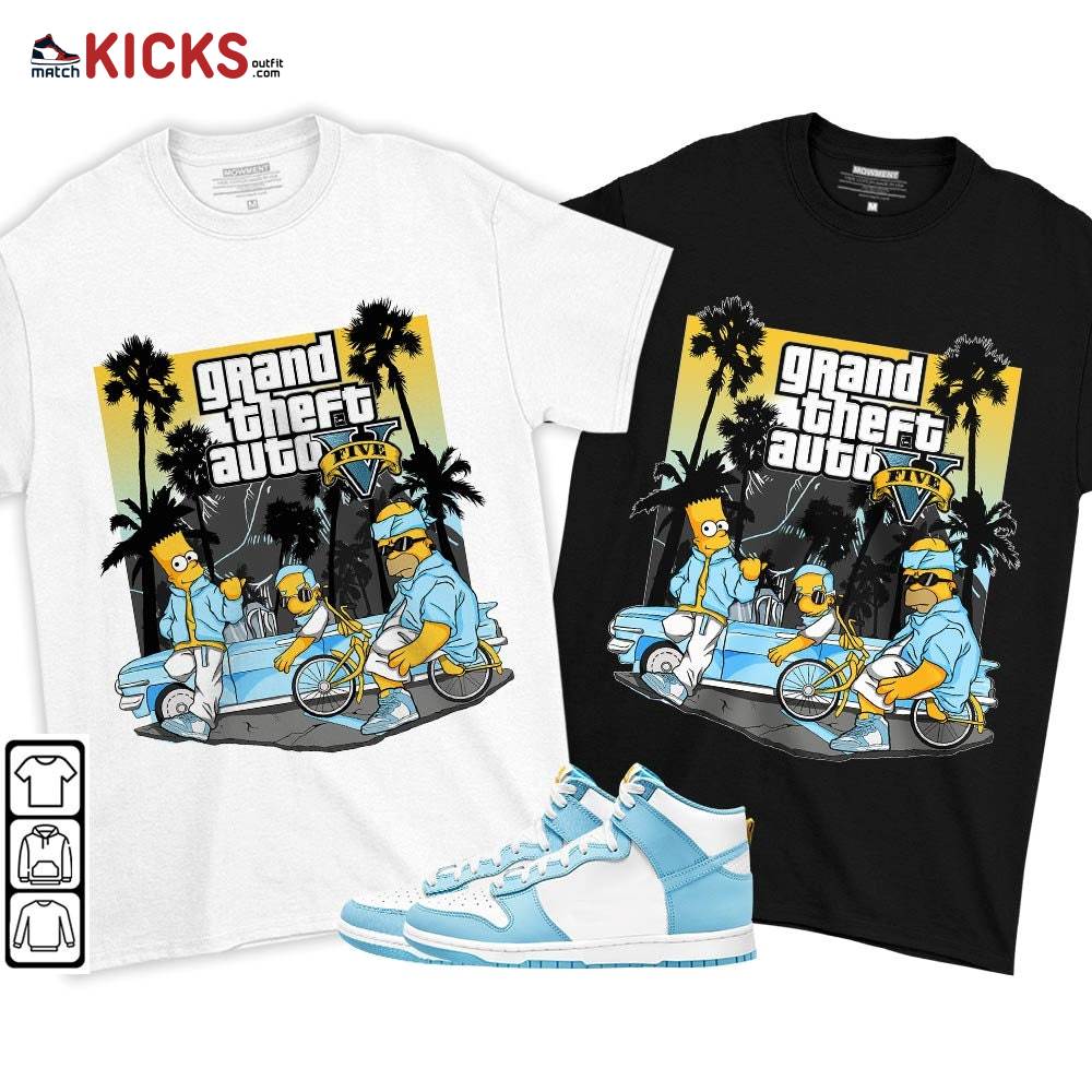 Bart Chicano Sneaker Shirt Match Dunk High Blue Chill, Dunk High Homer Simpson MKO T-Shirt