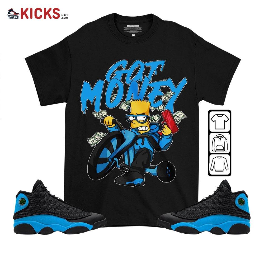 Bart Got Money Sneaker Shirt Match Black University Blue 13s, Jordan 13 Black University Blue 2022 MKO T-Shirt