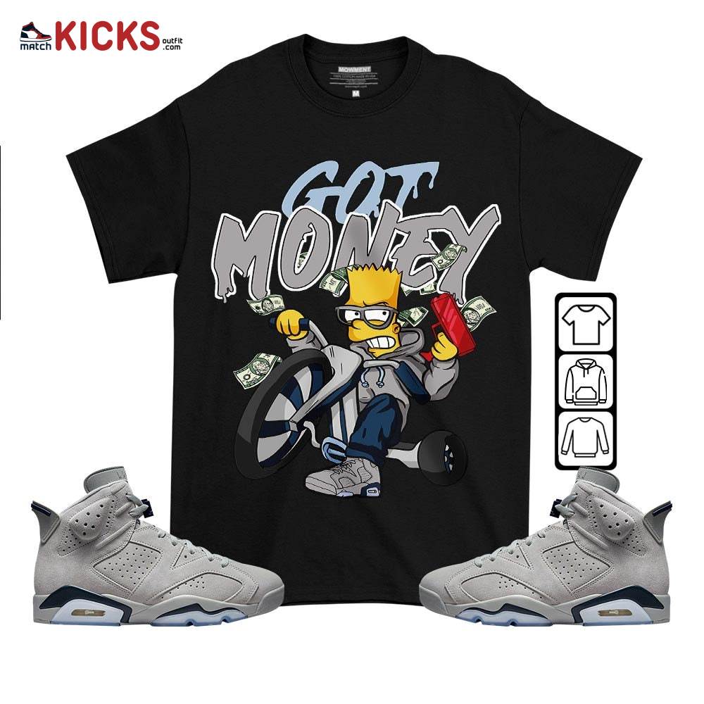 Bart Got Money Sneaker Shirt Match Georgetown 6s, Jordan 6 Retro Georgetown MKO T-Shirt