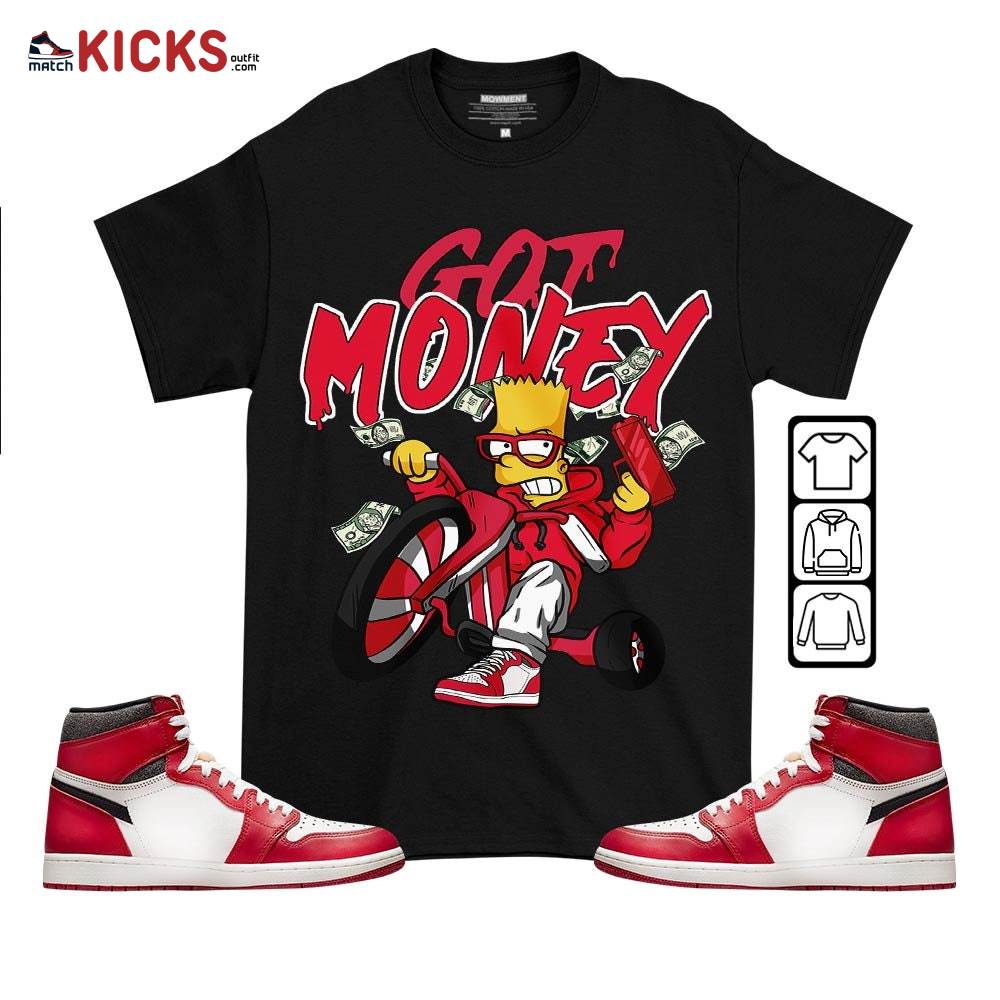 Bart Got Money Sneaker Shirt Match High OG Chicago 1s, Jordan 1 Lost and Found Chicago MKO T-Shirt