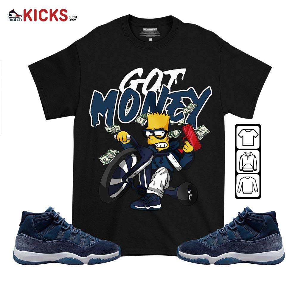 Bart Got Money Sneaker Shirt Match Midnight Navy 11s, Jordan 11 Retro Midnight Navy MKO T-Shirt