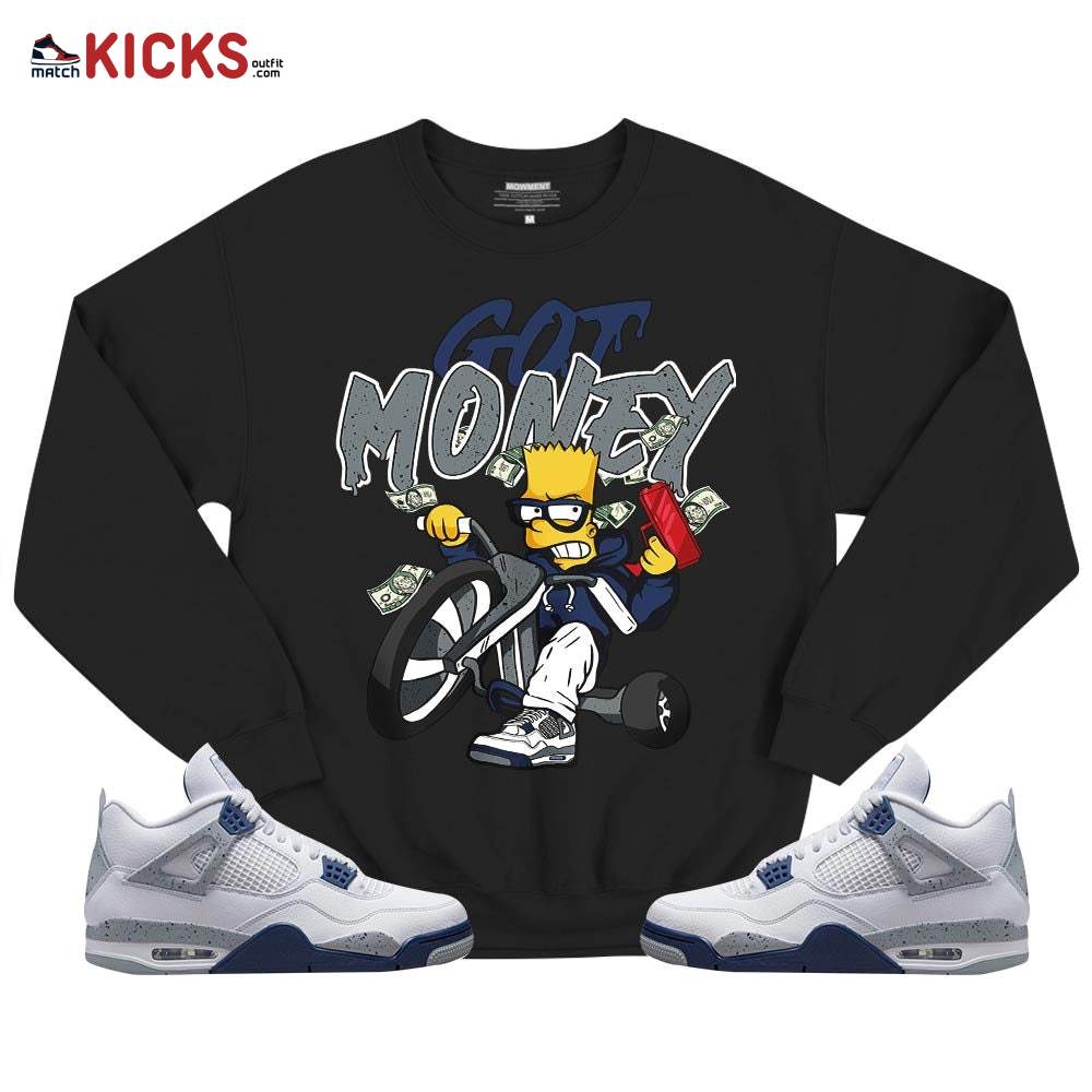 Bart Got Money Sneaker Shirt Match Midnight Navy 4s, Jordan 4 Retro Midnight Navy MKO T-Shirt Bart Got Money Sneaker Shirt Match Midnight Navy 4s, Jordan 4 Retro Midnight Navy MKO T-Shirt