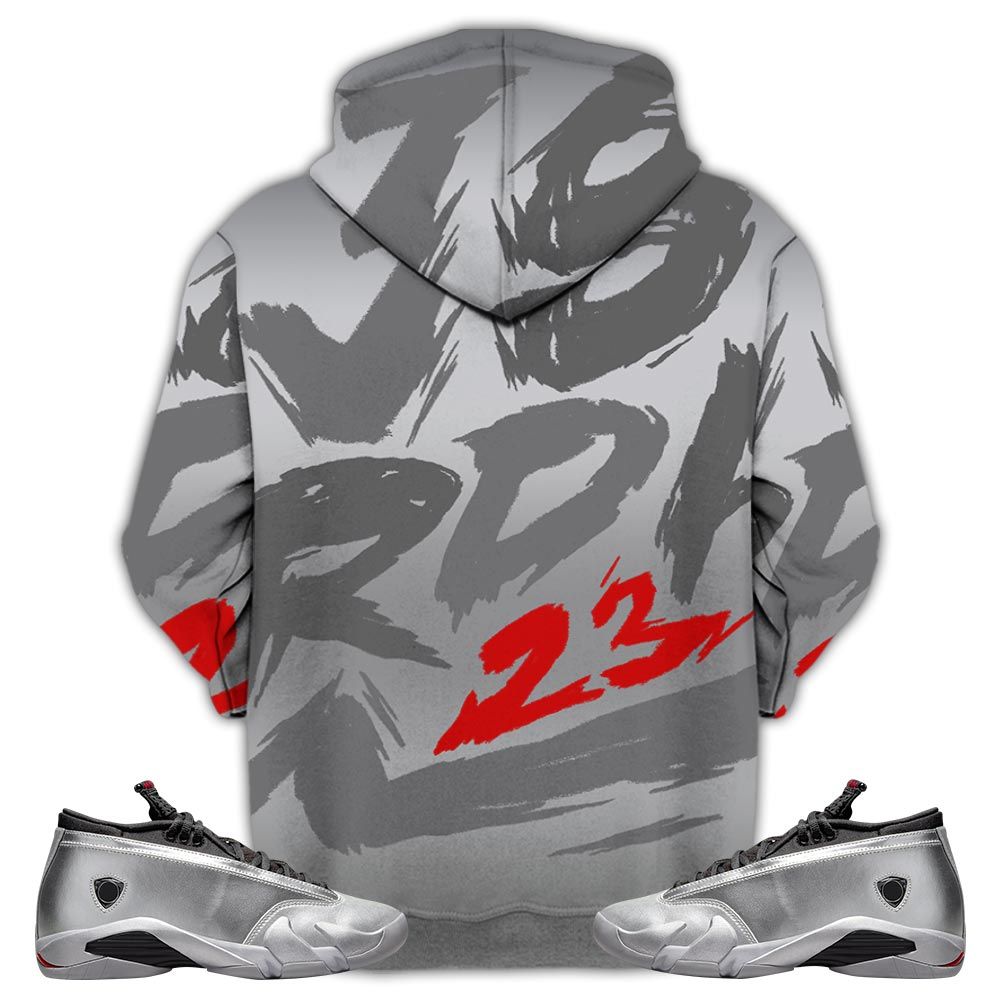 Basketball 23 Superstar Sneaker Shirt Match 14 Low Metallic Silver, Jordan 14 Metallic Silver Hoodie Sweatshirt Tee All Over Print MKO Shirt