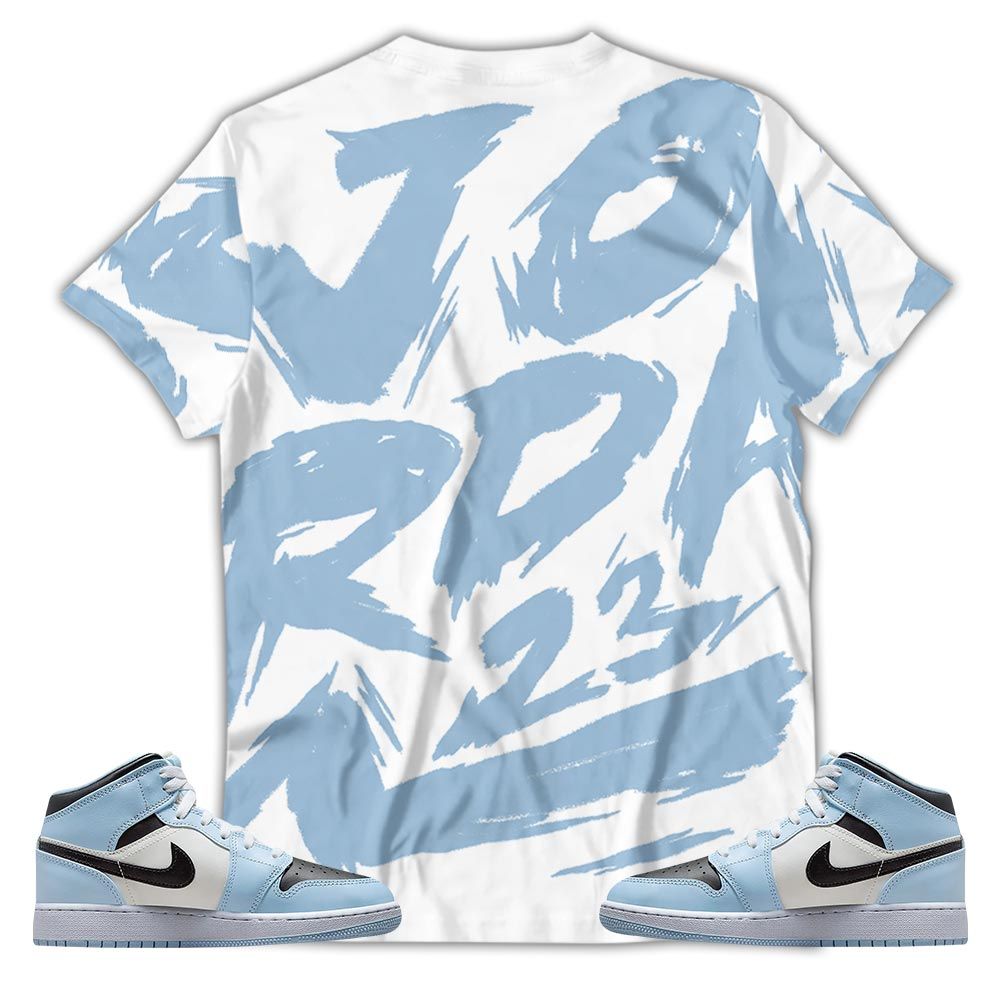 Basketball 23 Superstar Sneaker Shirt Match Mid Ice Blue 1S, Jordan 1 Mid Ice Blue Hoodie Sweatshirt Tee All Over Print MKO Shirt