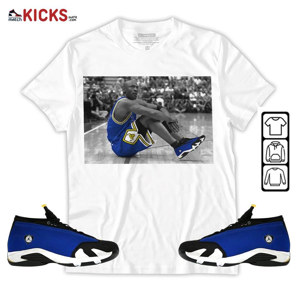 Basketball Goat Number 23 Sneaker Shirt Match 2023 Blue Laney 14s, Jordan 14 Laney MKO T-Shirt
