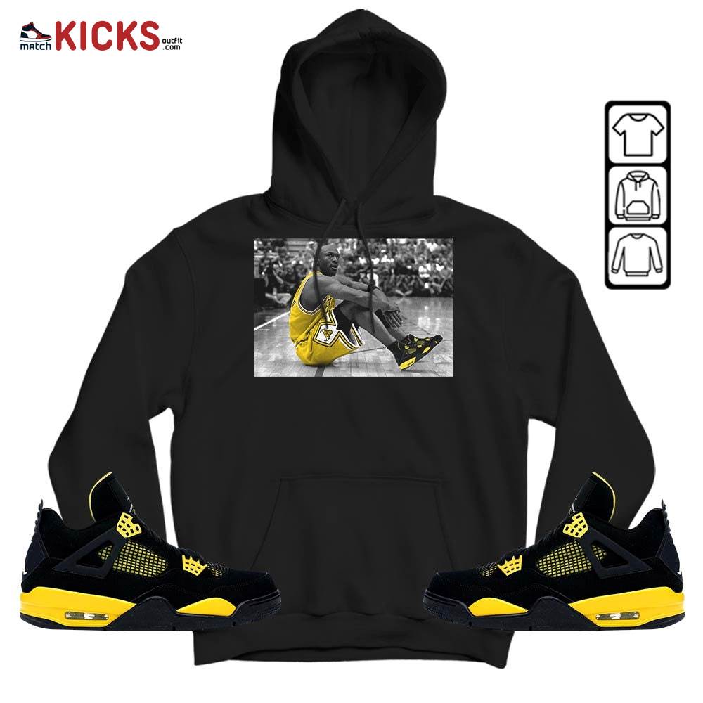 Basketball Goat Number 23 Sneaker Shirt Match 2023 Thunder 4s, Jordan Retro 4 Thunder MKO Hoodie Basketball Goat Number 23 Sneaker Shirt Match 2023 Thunder 4s, Jordan Retro 4 Thunder MKO Hoodie