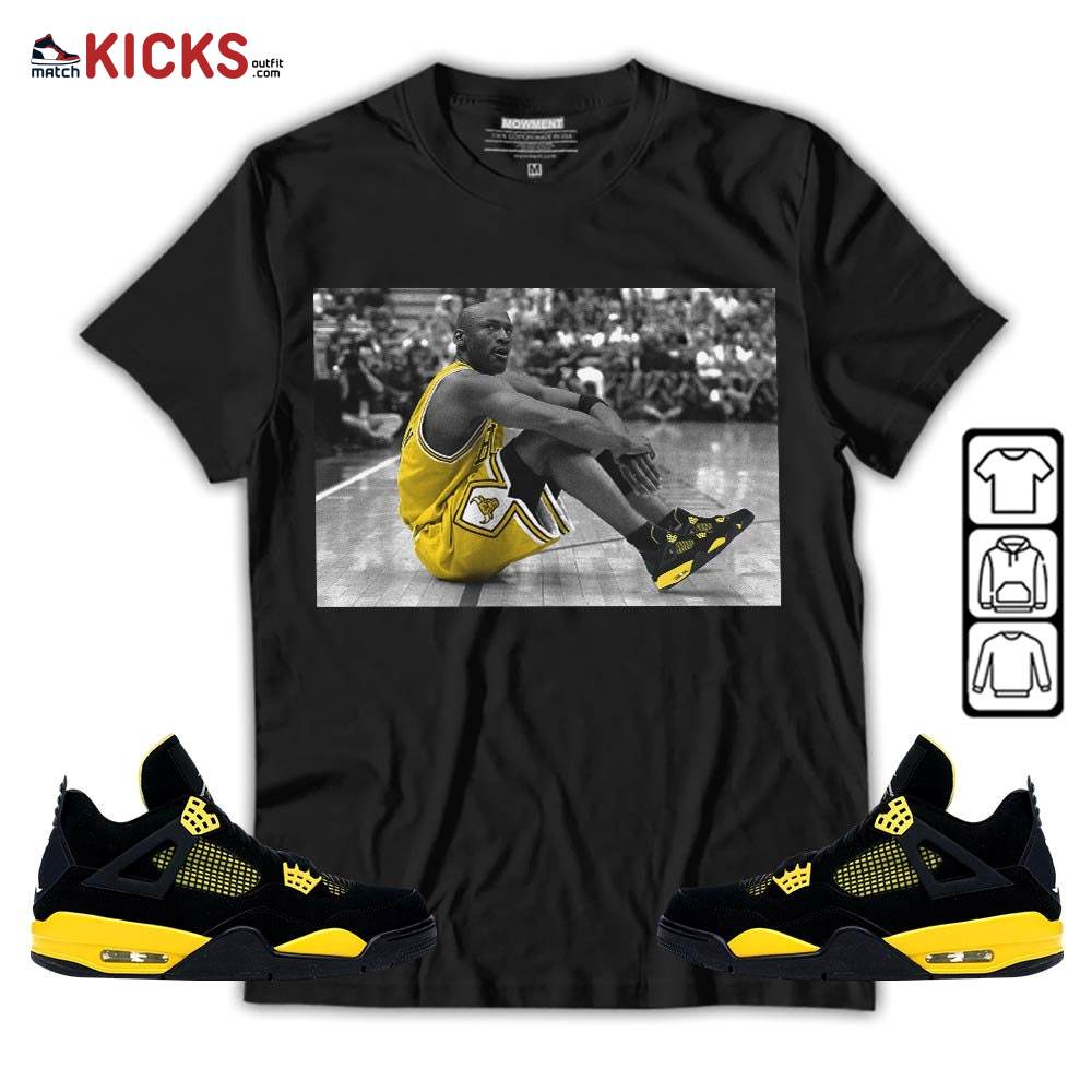 Basketball Goat Number 23 Sneaker Shirt Match 2023 Thunder 4s, Jordan Retro 4 Thunder MKO T-Shirt Basketball Goat Number 23 Sneaker Shirt Match 2023 Thunder 4s, Jordan Retro 4 Thunder MKO T-Shirt