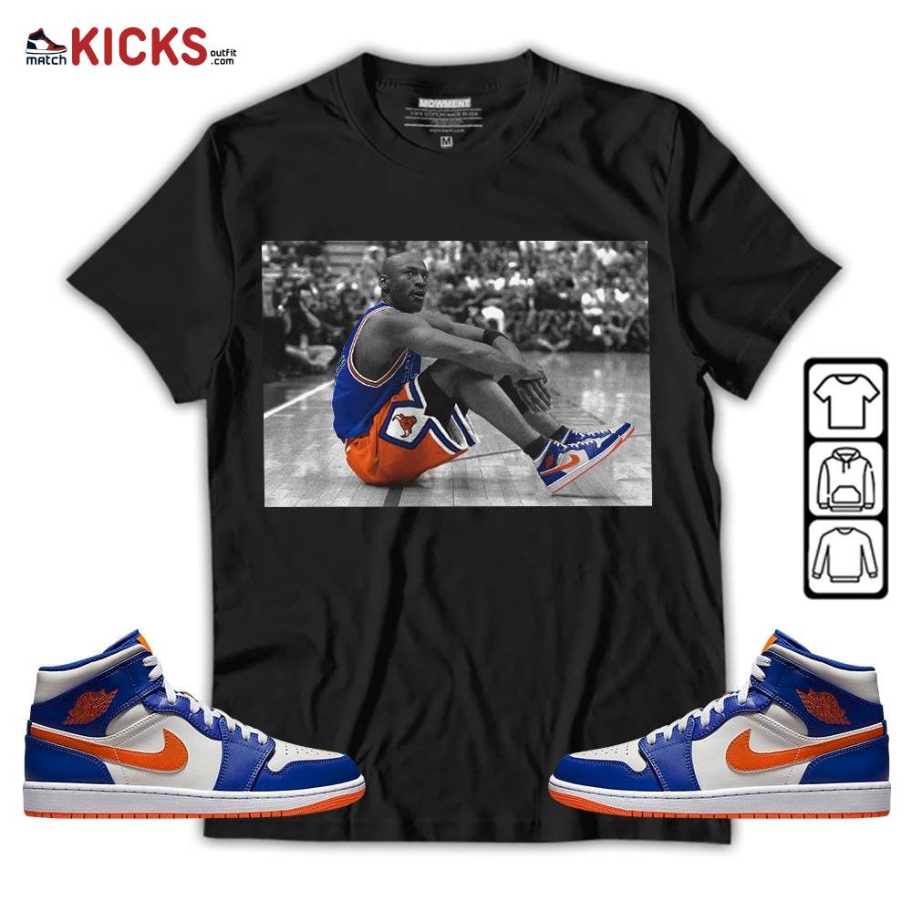 Basketball Goat Number 23 Sneaker Shirt Match Mid Knicks 1s, Jordan 1 Mid Knicks MKO T-Shirt