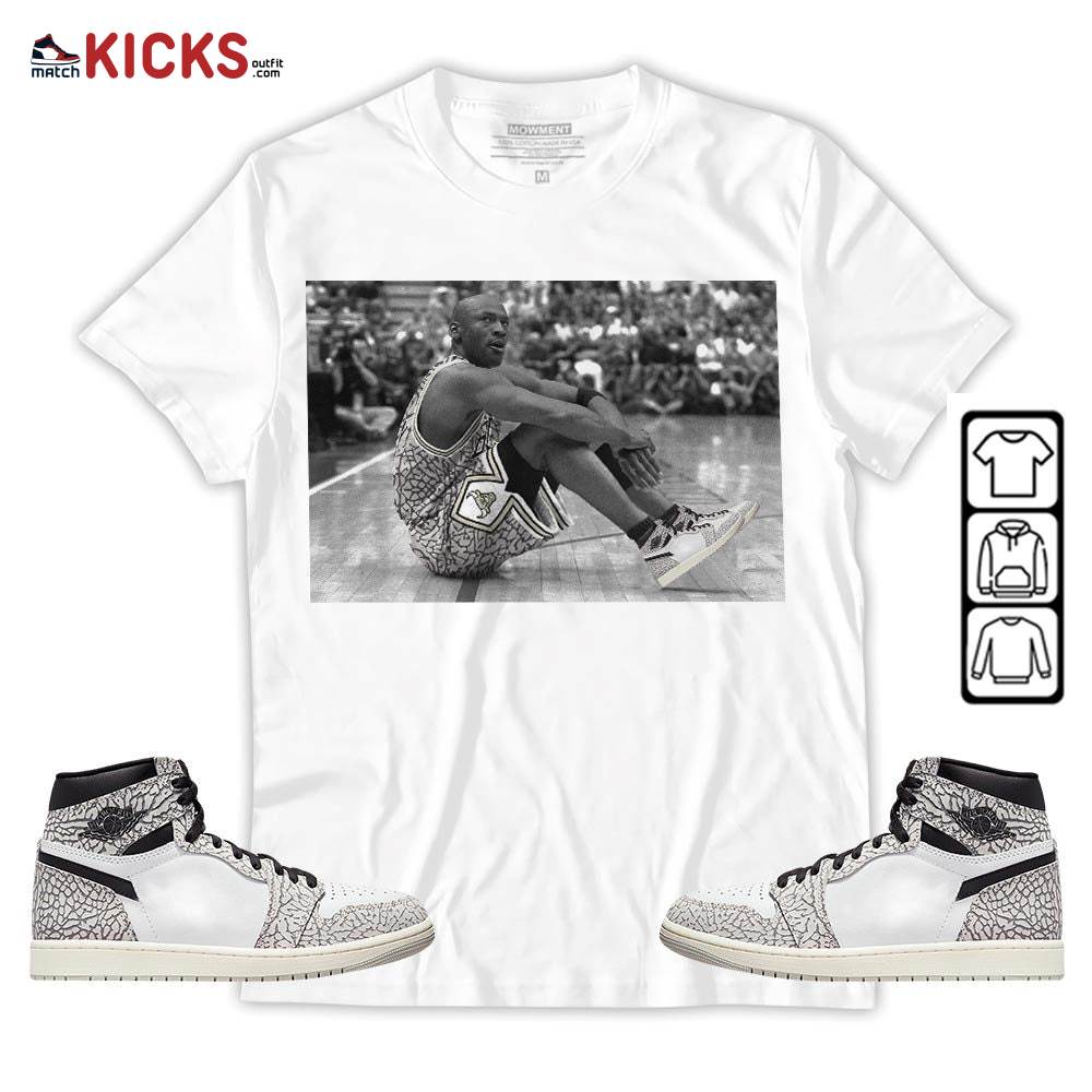 Basketball Goat Number 23 Sneaker Shirt Match OG Elephant 1s, Jordan 1 White Cement MKO Hoodie