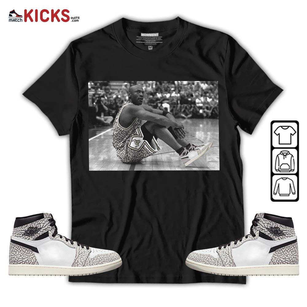 Basketball Goat Number 23 Sneaker Shirt Match OG Elephant 1s, Jordan 1 White Cement MKO T-Shirt
