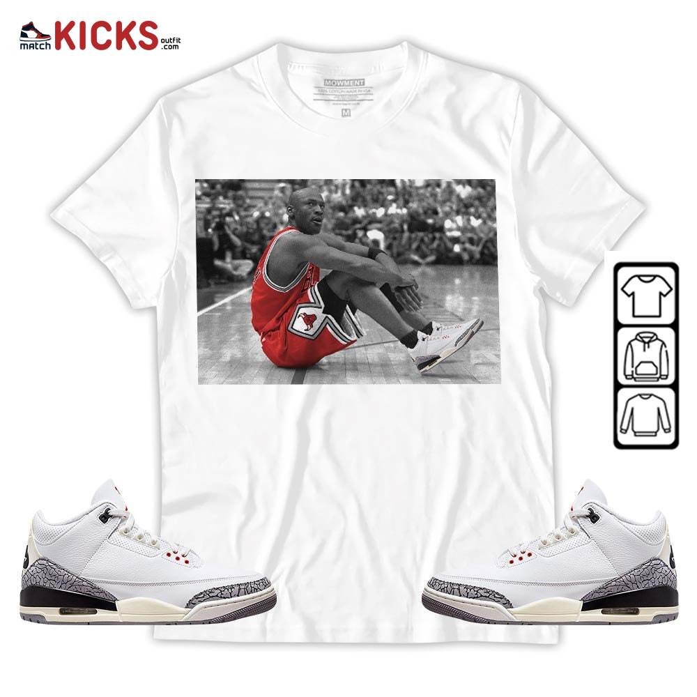 Basketball Goat Number 23 Sneaker Shirt Match White Cement 3s, Jordan Retro 3 White Cement MKO Hoodie