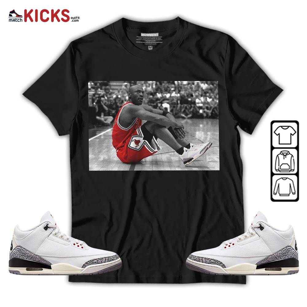 Basketball Goat Number 23 Sneaker Shirt Match White Cement 3s, Jordan Retro 3 White Cement MKO T-Shirt