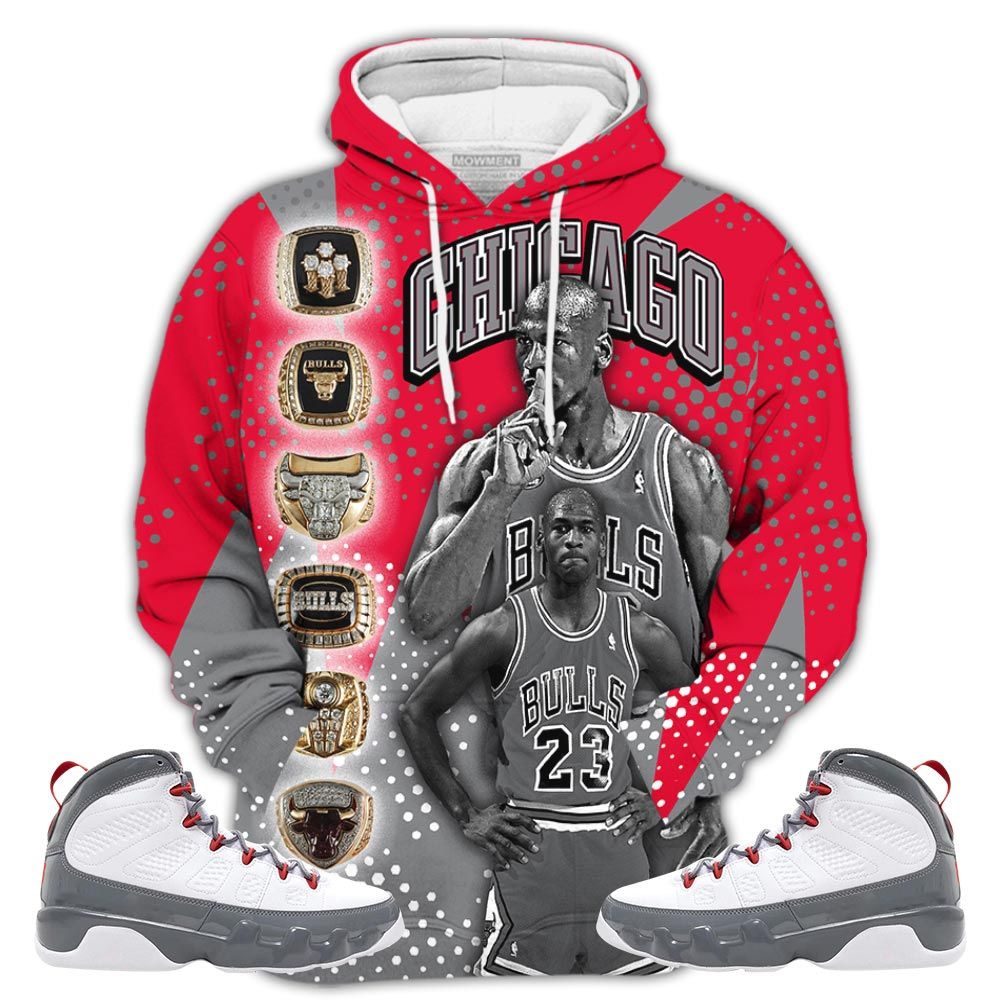 Basketball League Sneaker Shirt Match Grey Fire Red 9S, Jordan 9 Retro Fire Red Hoodie Sweatshirt Tee All Over Print MKO Shirt
