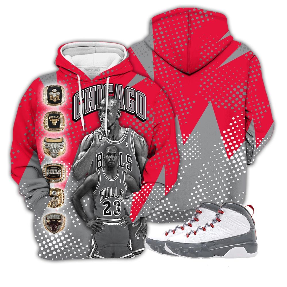Basketball League Sneaker Shirt Match Grey Fire Red 9S, Jordan 9 Retro Fire Red Hoodie Sweatshirt Tee All Over Print MKO Shirt