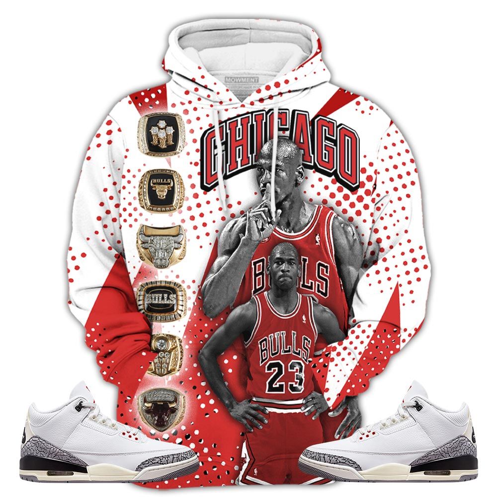 Basketball League Sneaker Shirt Match White Cement 3S, Jordan Retro 3 White Cement Hoodie Sweatshirt Tee All Over Print MKO Shirt