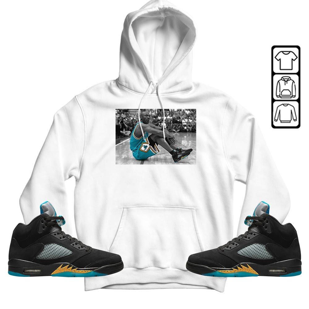 Basketball Shoes Goat Number 23 Sneaker Shirt Match 2023 Retro Aqua 5s, Jordan 5 Aqua MKO T-Shirt