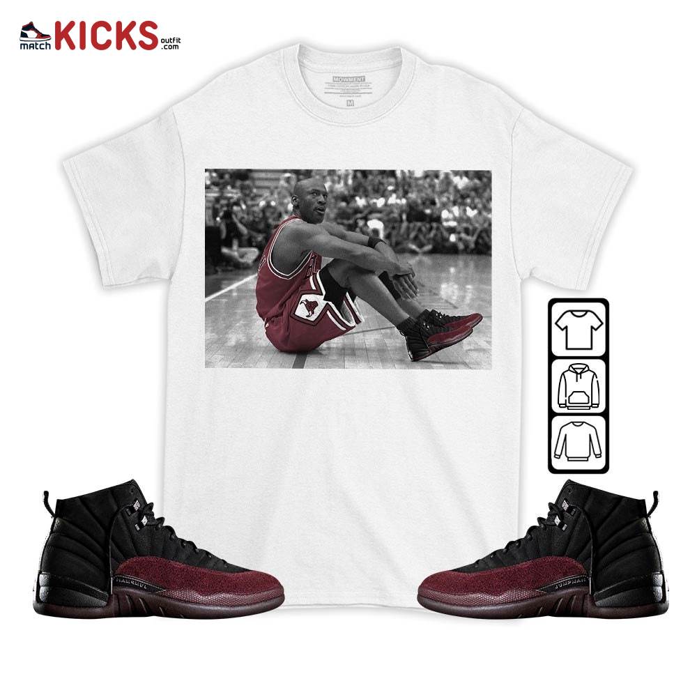 Basketball Shoes Goat Number 23 Sneaker Shirt Match Burgundy Crush 12s, Jordan 12 A Ma Maniere MKO T-Shirt