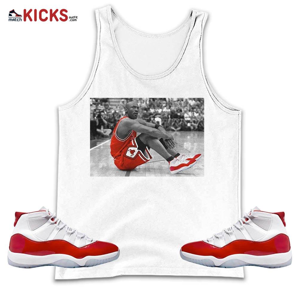 Basketball Shoes Goat Number 23 Sneaker Shirt Match Cherry 11s, Jordan 11 Retro Cherry MKO Tank Top Basketball Shoes Goat Number 23 Sneaker Shirt Match Cherry 11s, Jordan 11 Retro Cherry MKO Tank Top