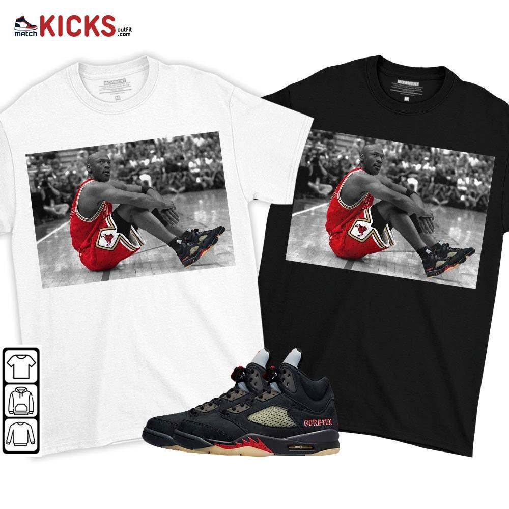 Basketball Shoes Goat Number 23 Sneaker Shirt Match Gore-Tex 5s, Jordan 5 GORE-TEX Off Noir MKO T-Shirt