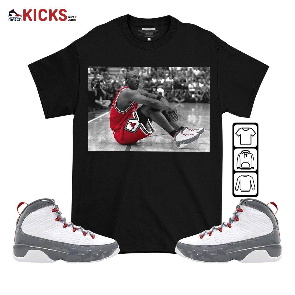 Basketball Shoes Goat Number 23 Sneaker Shirt Match Grey Fire Red 9s, Jordan 9 Retro Fire Red MKO T-Shirt