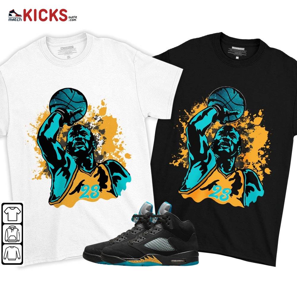 Basketball Superstar Sneaker Shirt Match 2023 Retro Aqua 5s, Jordan 5 Aqua MKO T-Shirt