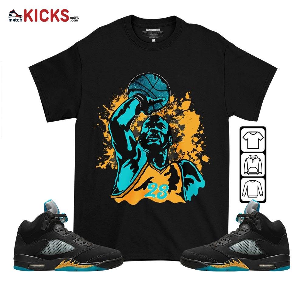 Basketball Superstar Sneaker Shirt Match 2023 Retro Aqua 5s, Jordan 5 Aqua MKO T-Shirt