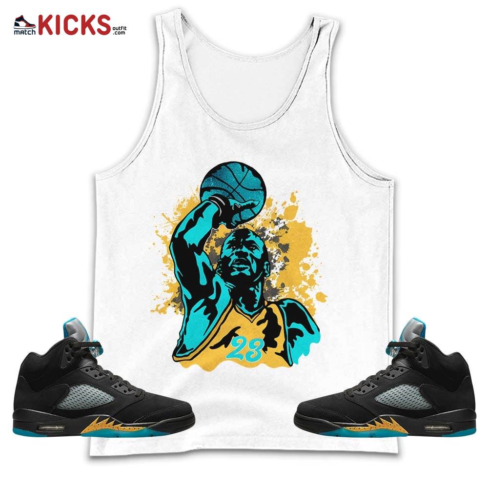 Basketball Superstar Sneaker Shirt Match 2023 Retro Aqua 5s, Jordan 5 Aqua MKO Tank Top