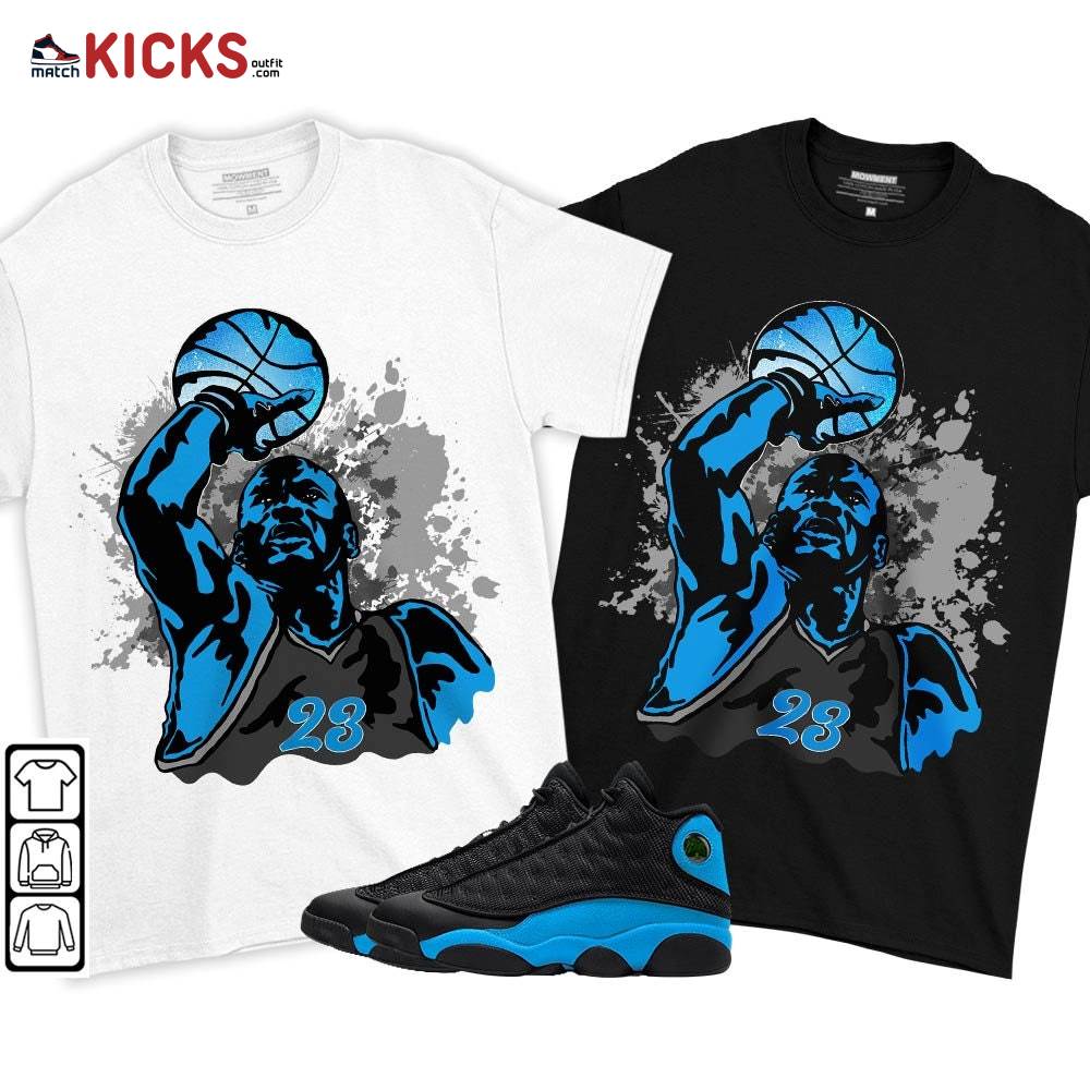 Basketball Superstar Sneaker Shirt Match Black University Blue 13s, Jordan 13 Black University Blue 2022 MKO T-Shirt Basketball Superstar Sneaker Shirt Match Black University Blue 13s, Jordan 13 Black University Blue 2022 MKO T-Shirt
